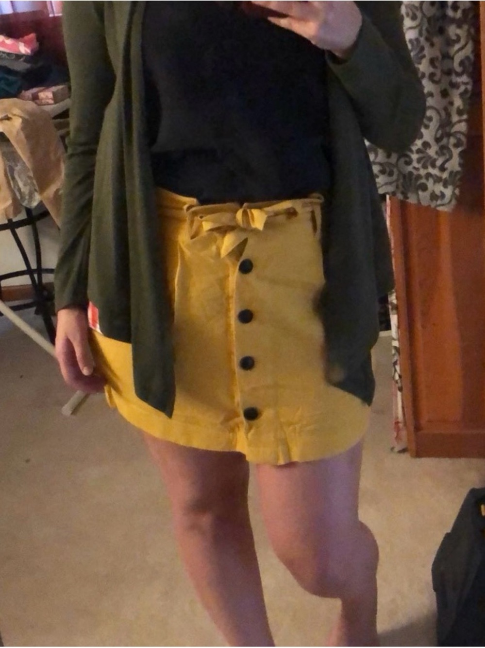 Yellow Button-Front Linen Skirt - Picture 5 of 5